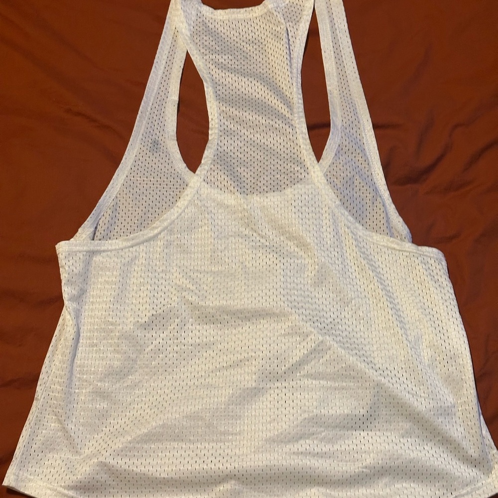 NWOT Jj Malibu White Mesh Tank Top - Picture 3 of 3
